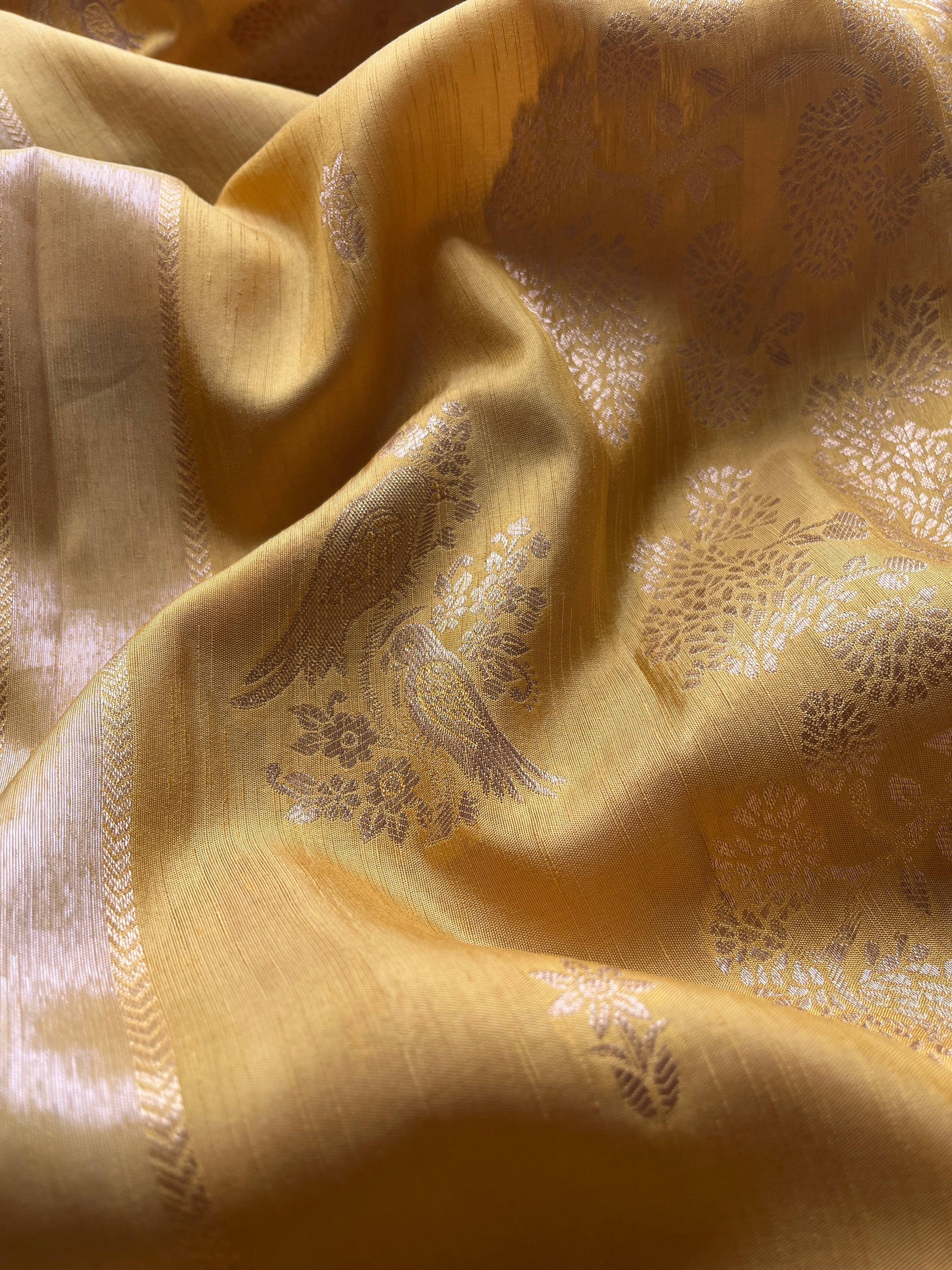 Yellow Viscose Silk Saree